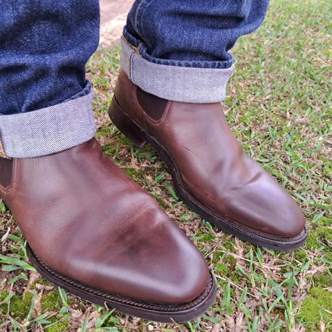 View photo of Herring Wainwright Chelsea Boots in Dark Brown Calf