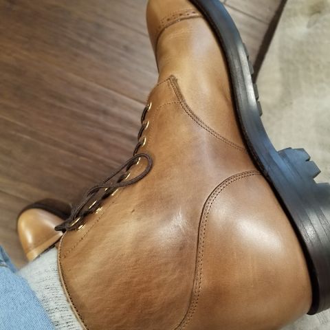 View photo of Grant Stone Garrison Boot in Horween Dune Chromexcel