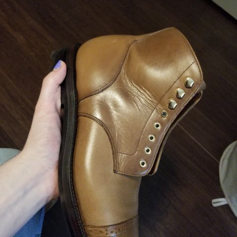 View photo of Grant Stone Garrison Boot in Horween Dune Chromexcel
