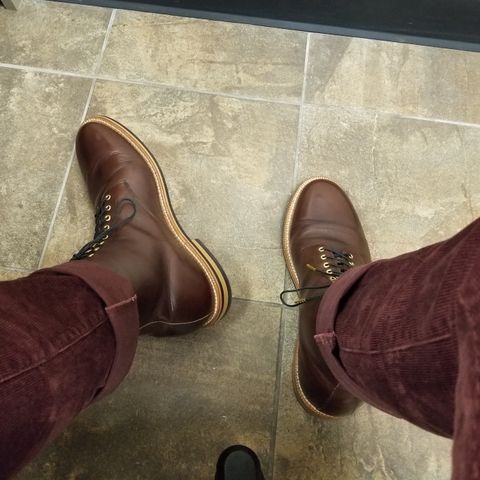 View photo of Grant Stone Edward Boot in Horween Dark Walnut Chromexcel