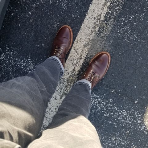 View photo of Grant Stone Edward Boot in Horween Dark Walnut Chromexcel