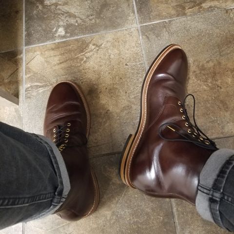 View photo of Grant Stone Edward Boot in Horween Dark Walnut Chromexcel