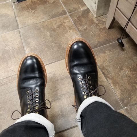 View photo of Grant Stone Diesel Boot in Horween Black Chromexcel