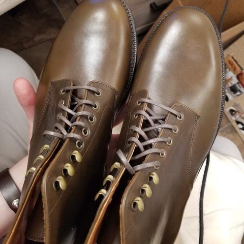 Grant Stone Edward Boot in Horween Dark Olive Chromexcel