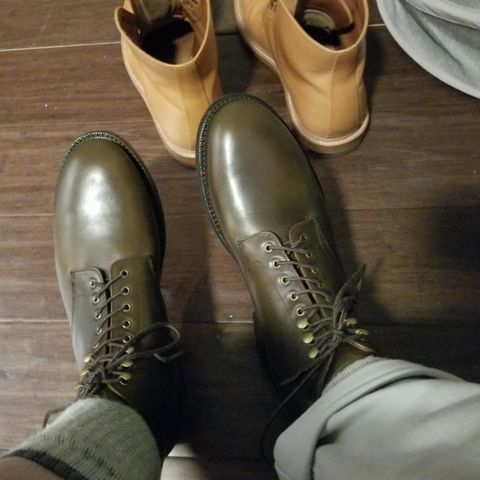 Grant Stone Edward Boot in Horween Dark Olive Chromexcel