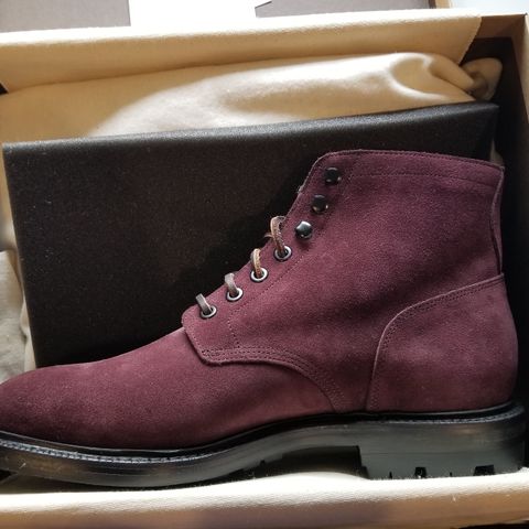 Grant Stone Diesel Boot in C.F. Stead Berry Repello Calf Suede