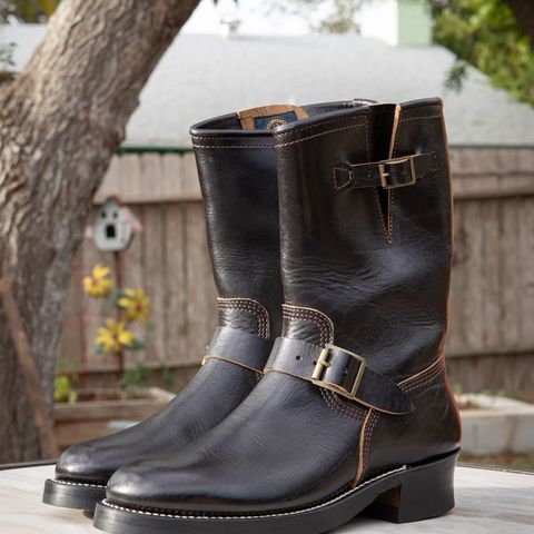 John Lofgren Wabash Engineer Boots in Shinki Black Teacore Horsebutt