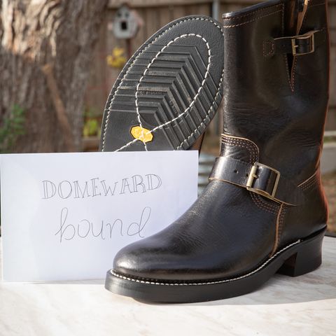 John Lofgren Wabash Engineer Boots in Shinki Black Teacore Horsebutt