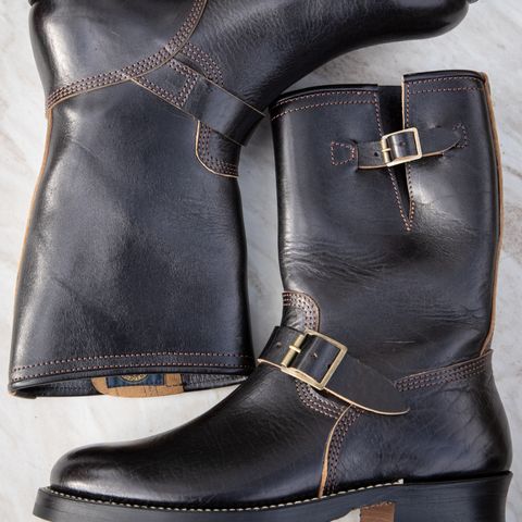 John Lofgren Wabash Engineer Boots in Shinki Black Teacore Horsebutt