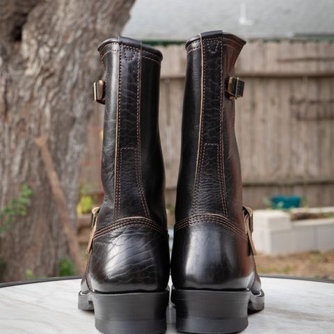 John Lofgren Wabash Engineer Boots in Shinki Black Teacore Horsebutt