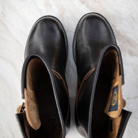 John Lofgren Wabash Engineer Boots in Shinki Black Teacore Horsebutt