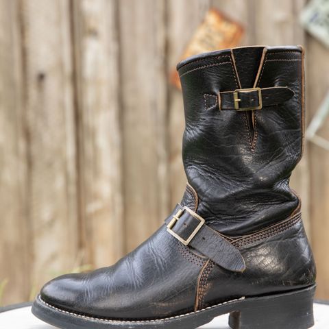 John Lofgren Wabash Engineer Boots in Shinki Black Teacore Horsebutt