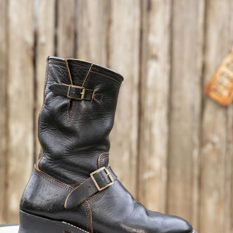 John Lofgren Wabash Engineer Boots in Shinki Black Teacore Horsebutt