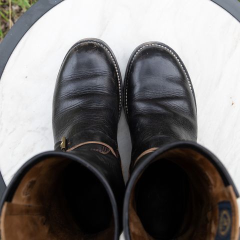 John Lofgren Wabash Engineer Boots in Shinki Black Teacore Horsebutt