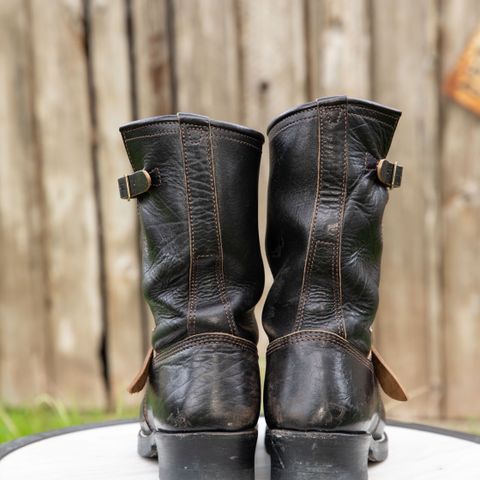 John Lofgren Wabash Engineer Boots in Shinki Black Teacore Horsebutt