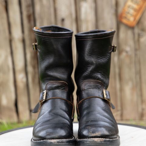 John Lofgren Wabash Engineer Boots in Shinki Black Teacore Horsebutt