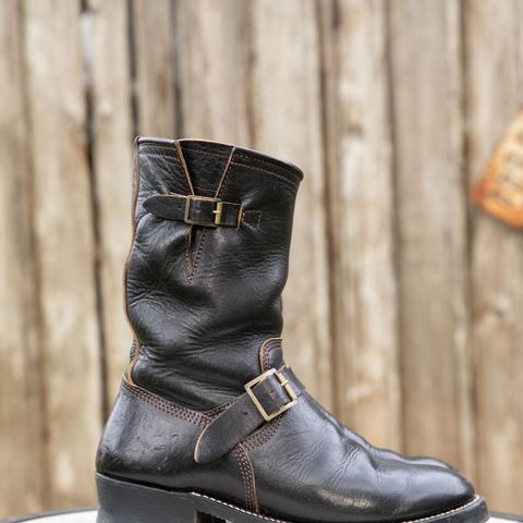 John Lofgren Wabash Engineer Boots in Shinki Black Teacore Horsebutt