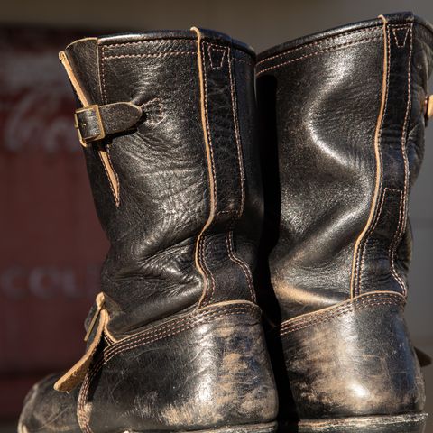 John Lofgren Wabash Engineer Boots in Shinki Black Teacore Horsebutt