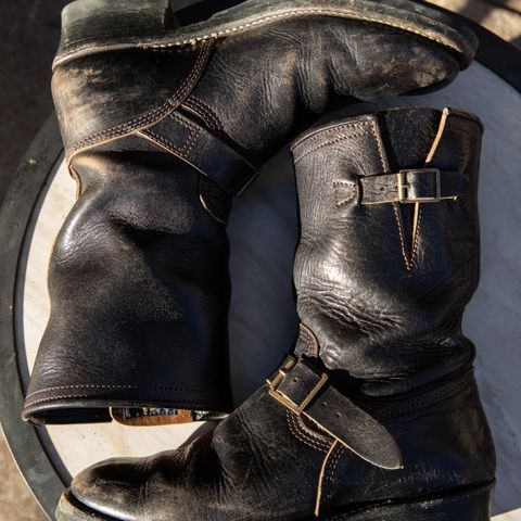 John Lofgren Wabash Engineer Boots in Shinki Black Teacore Horsebutt