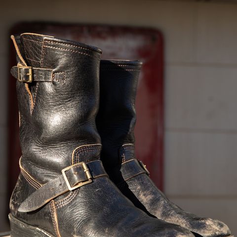 John Lofgren Wabash Engineer Boots in Shinki Black Teacore Horsebutt
