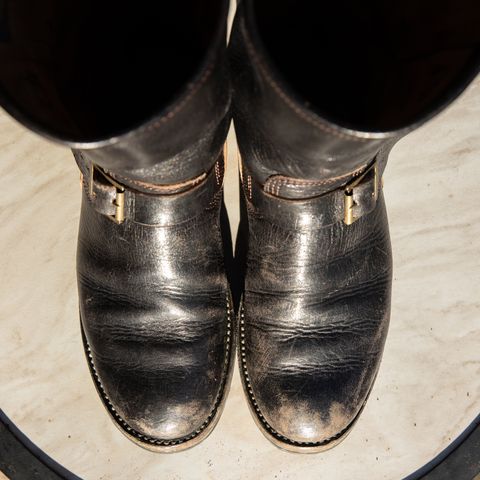 John Lofgren Wabash Engineer Boots in Shinki Black Teacore Horsebutt