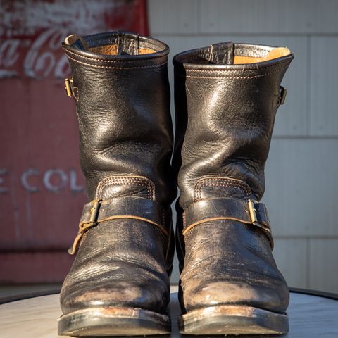 John Lofgren Wabash Engineer Boots in Shinki Black Teacore Horsebutt