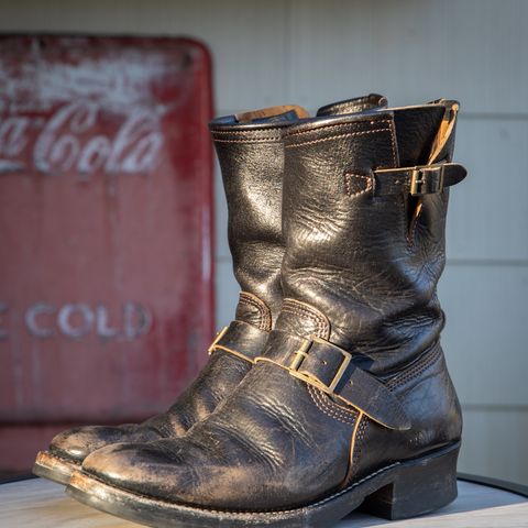 John Lofgren Wabash Engineer Boots in Shinki Black Teacore Horsebutt