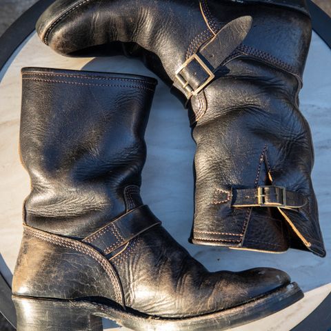 John Lofgren Wabash Engineer Boots in Shinki Black Teacore Horsebutt