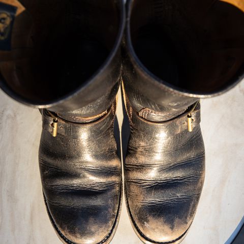 John Lofgren Wabash Engineer Boots in Shinki Black Teacore Horsebutt