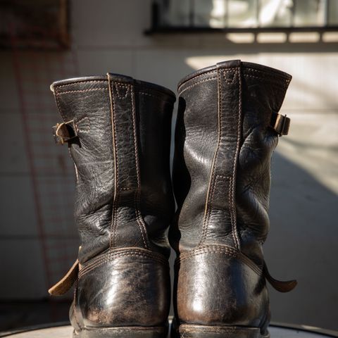 John Lofgren Wabash Engineer Boots in Shinki Black Teacore Horsebutt