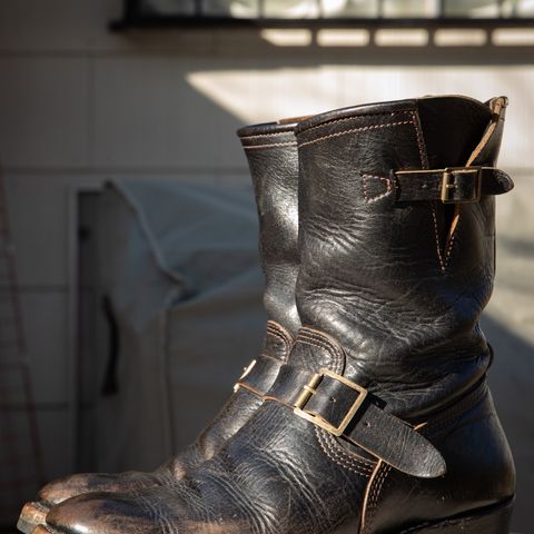 John Lofgren Wabash Engineer Boots in Shinki Black Teacore Horsebutt