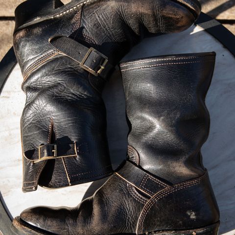 John Lofgren Wabash Engineer Boots in Shinki Black Teacore Horsebutt