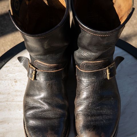 John Lofgren Wabash Engineer Boots in Shinki Black Teacore Horsebutt