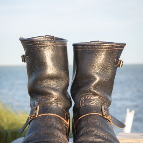John Lofgren Wabash Engineer Boots in Shinki Black Teacore Horsebutt