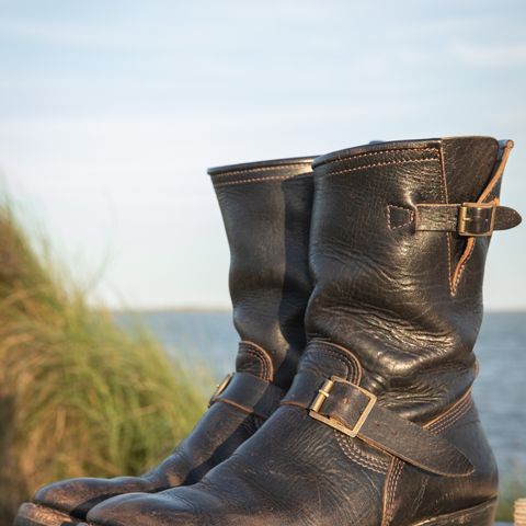 John Lofgren Wabash Engineer Boots in Shinki Black Teacore Horsebutt