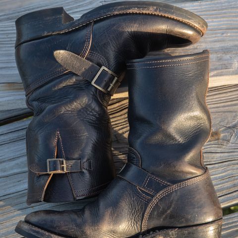 John Lofgren Wabash Engineer Boots in Shinki Black Teacore Horsebutt