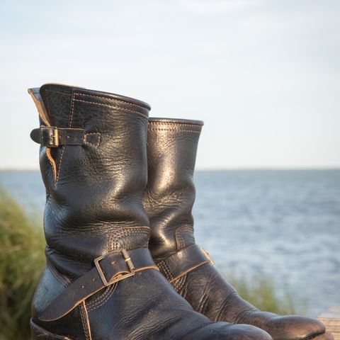 John Lofgren Wabash Engineer Boots in Shinki Black Teacore Horsebutt