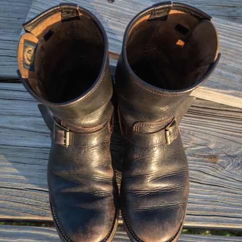 John Lofgren Wabash Engineer Boots in Shinki Black Teacore Horsebutt