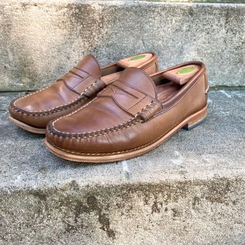 View photo of Rancourt & Co. Beefroll Penny Loafers in Horween Natural Chromexcel