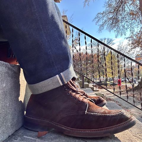 View photo of Alden Indy Boot in Horween Tobacco Chamois Roughout