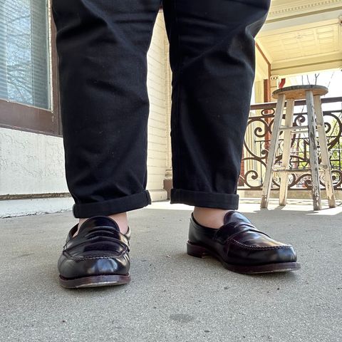 View photo of Alden Leisure Handsewn Penny Loafer in Horween Color 8 Shell Cordovan