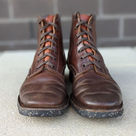 View photo of Clinch Yeager Boots in Brown-Overdyed Horsebutt