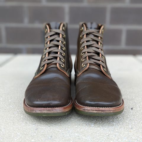 View photo of Quan Shoemaker Unknown Model in Horween Dark Cognac Shell Cordovan