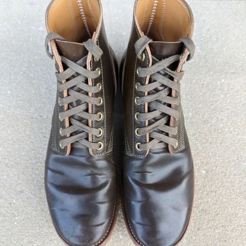 View photo of Quan Shoemaker Unknown Model in Horween Dark Cognac Shell Cordovan