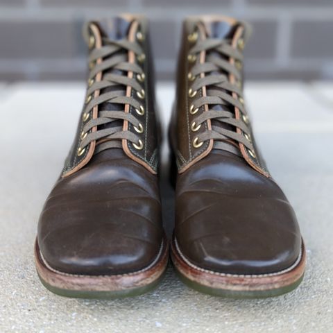 View photo of Quan Shoemaker Unknown Model in Horween Dark Cognac Shell Cordovan