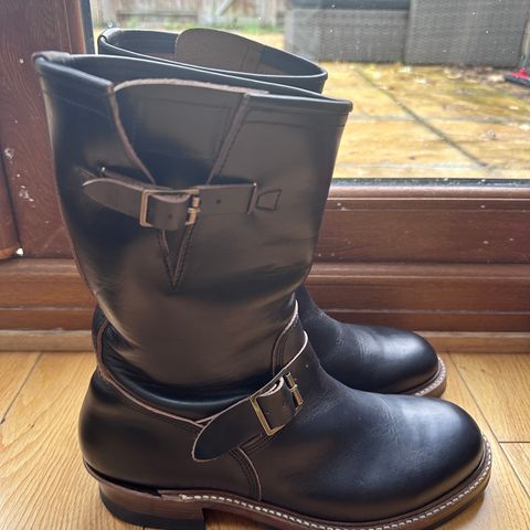 View photo of John Lofgren Wabash Engineer Boots in Horween Black Chromexcel