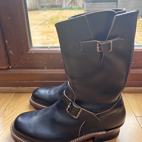 View photo of John Lofgren Wabash Engineer Boots in Horween Black Chromexcel