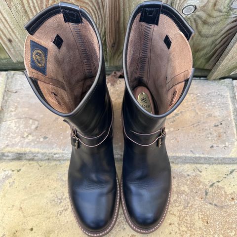 View photo of John Lofgren Wabash Engineer Boots in Horween Black Chromexcel