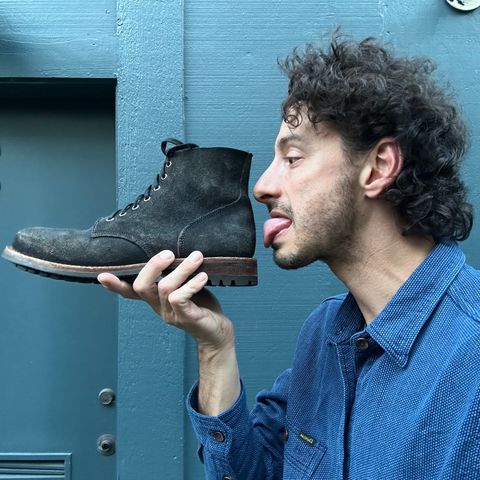 View photo of Oak Street Bootmakers Field Boot in Horween Natural Indigo Chromexcel Roughout