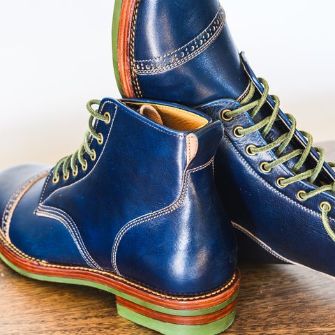 Jakkrabbits Officer Boots in Jakkrabbits Heritage Veg Tan Hand-Dyed Navy